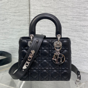 DIOR LADY DIOR SMALL BLACK SLIVER HARDWARE