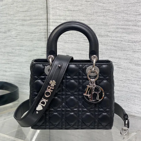 DIOR LADY DIOR SMALL BLACK SLIVER HARDWARE