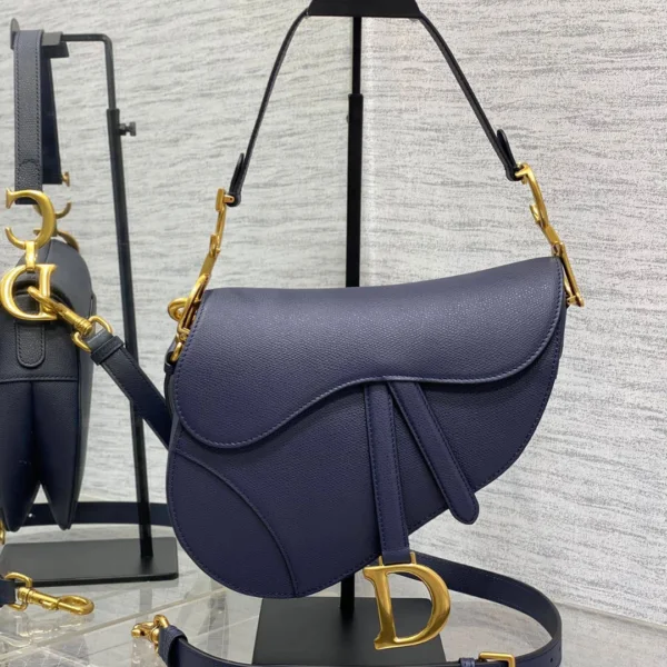 Dior Saddle Bag in Deep Ocean Blue Gold Hardware