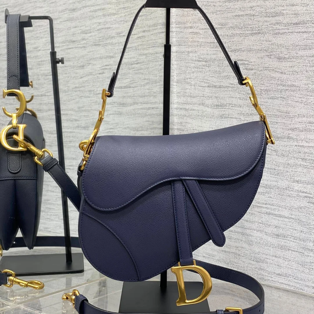 Dior Saddle Bag in Deep Ocean Blue Gold Hardware