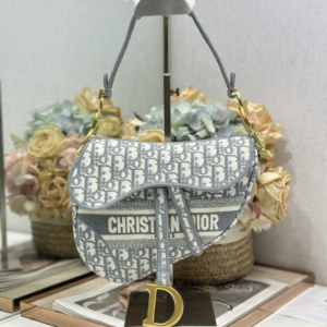 Christian Dior Saddle Bag in grey Oblique embroidered