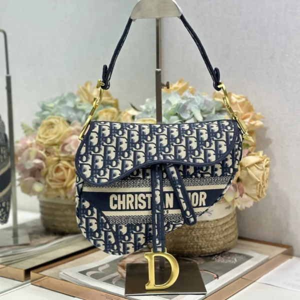 Christian Dior Saddle Bag in Blue Dior Oblique Jacquard