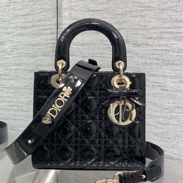 Christian Dior Small Lady Dior bag in Black Patent