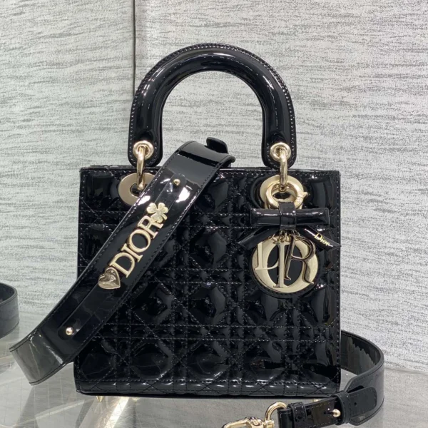 Christian Dior Small Lady Dior bag in Black Patent