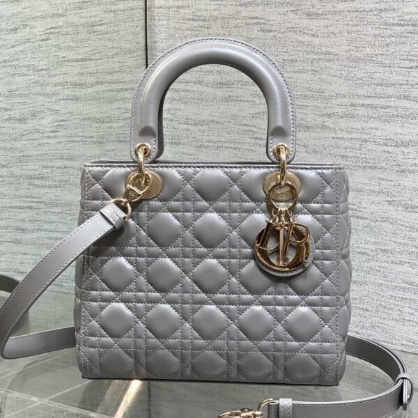 Dior Medium Lady in Grey Gold Hardware