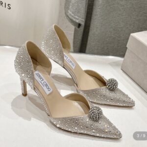 Jimmy Choo silver suede D'Orsay pumps