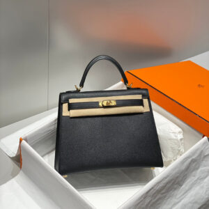 Hermes Kelly 25 Black Epsom Gold Hardware