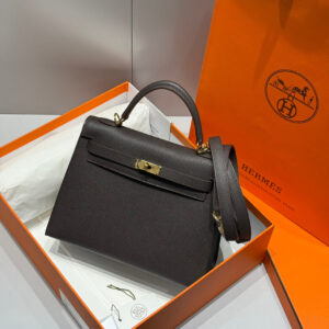HERMES KELLY 28CM IN EBENE EPSOM CALFSKIN GOLD HARDWARE