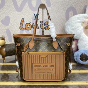 LV M12061 Louis Vuitton Reversible Neverfull Inside Out MM Handbag Brown