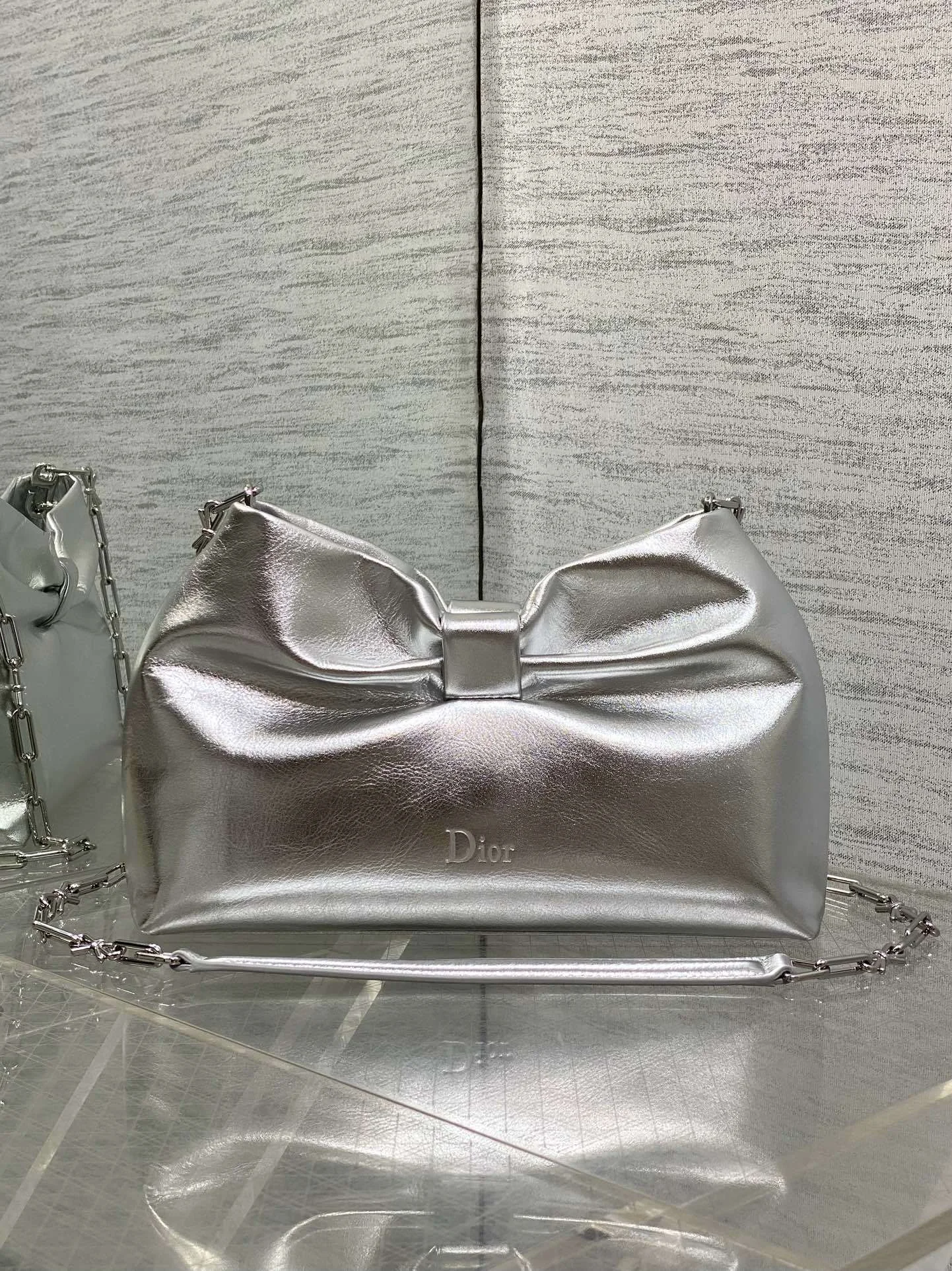 Dior Bow Bag in Sliver