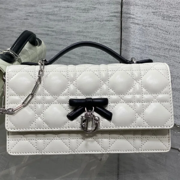 Dior My Dior Mini Bag in white and black lambskin