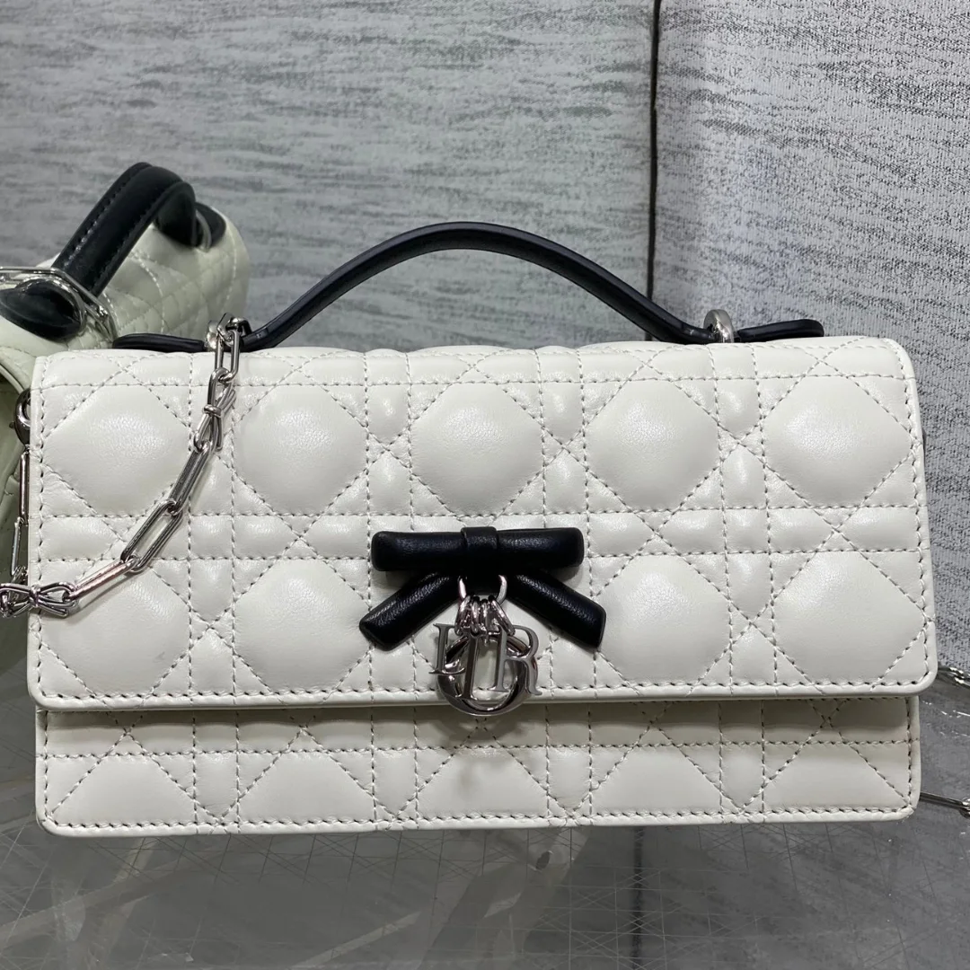 Dior My Dior Mini Bag in white and black lambskin