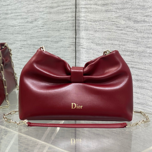 Dior Bow Bag Small Burgundy