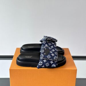 LV Men Navy Fabric Slides