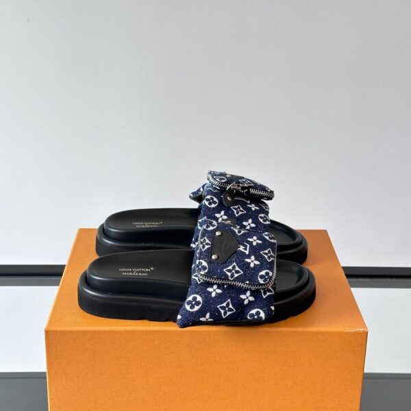 LV Men Navy Fabric Slides