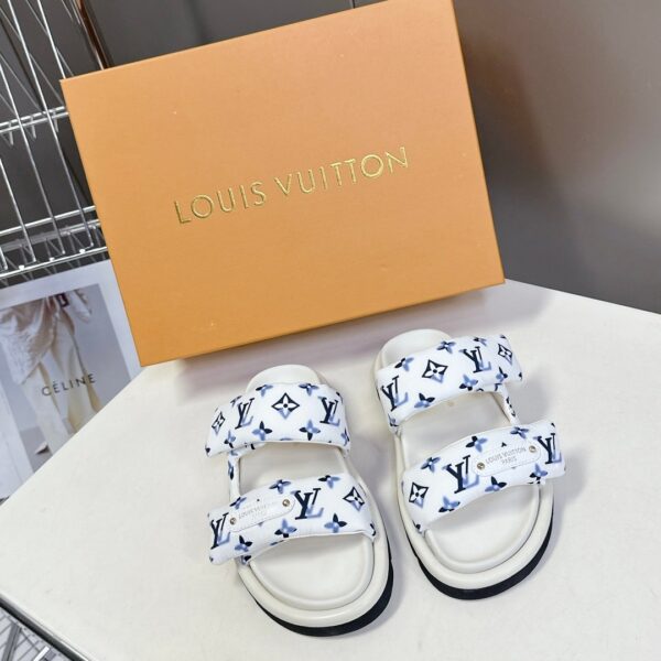 LV Women White Printed Fabric Sandals