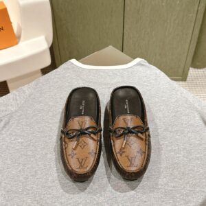 LV Women Brown Leather Moccasin Loafers