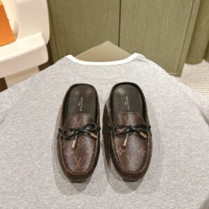 LV Women Brown Leather Loafers