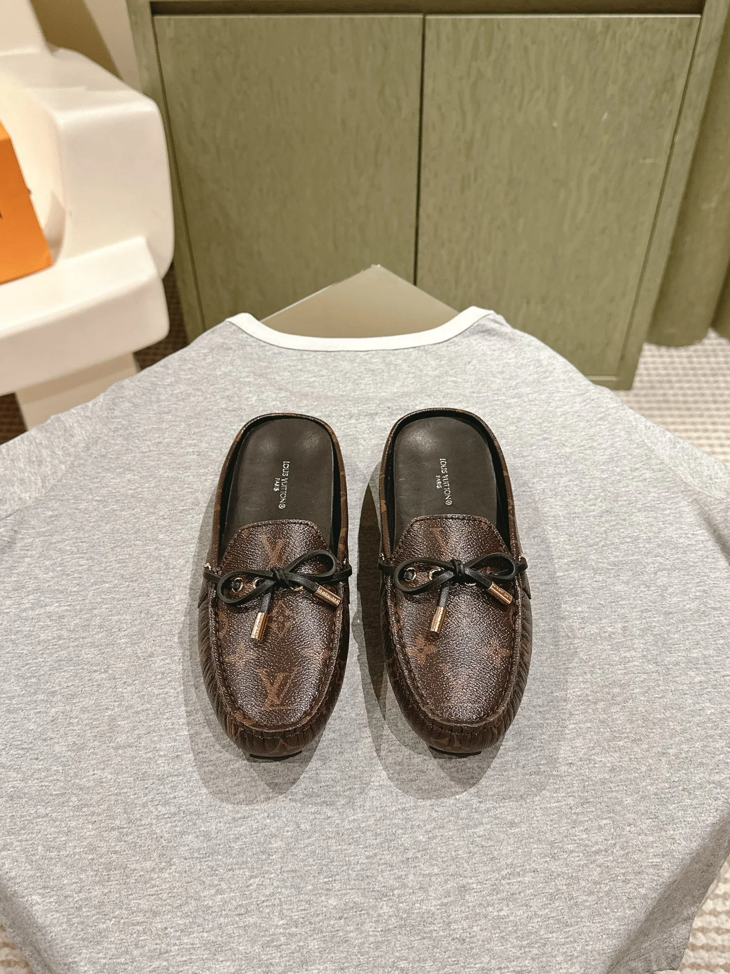 LV Women Brown Leather Loafers