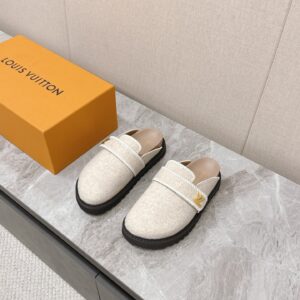 LV Women Beige Wool Mules