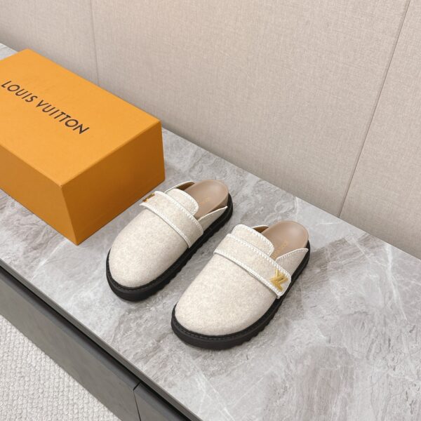 LV Women Beige Wool Mules