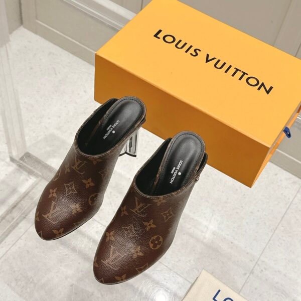 LV Women Brown Leather Mules