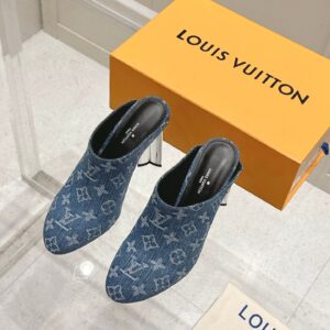 LV Women Blue Denim Mules