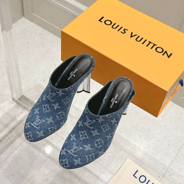 LV Women Blue Denim Mules