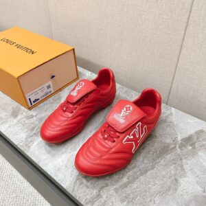 LV Women Red Leather Sneakers