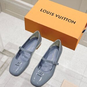LV Women Light Blue Patent Leather Mary Jane Loafers