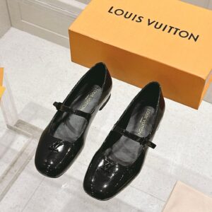 LV Women Black Patent Leather Mary Jane Loafers