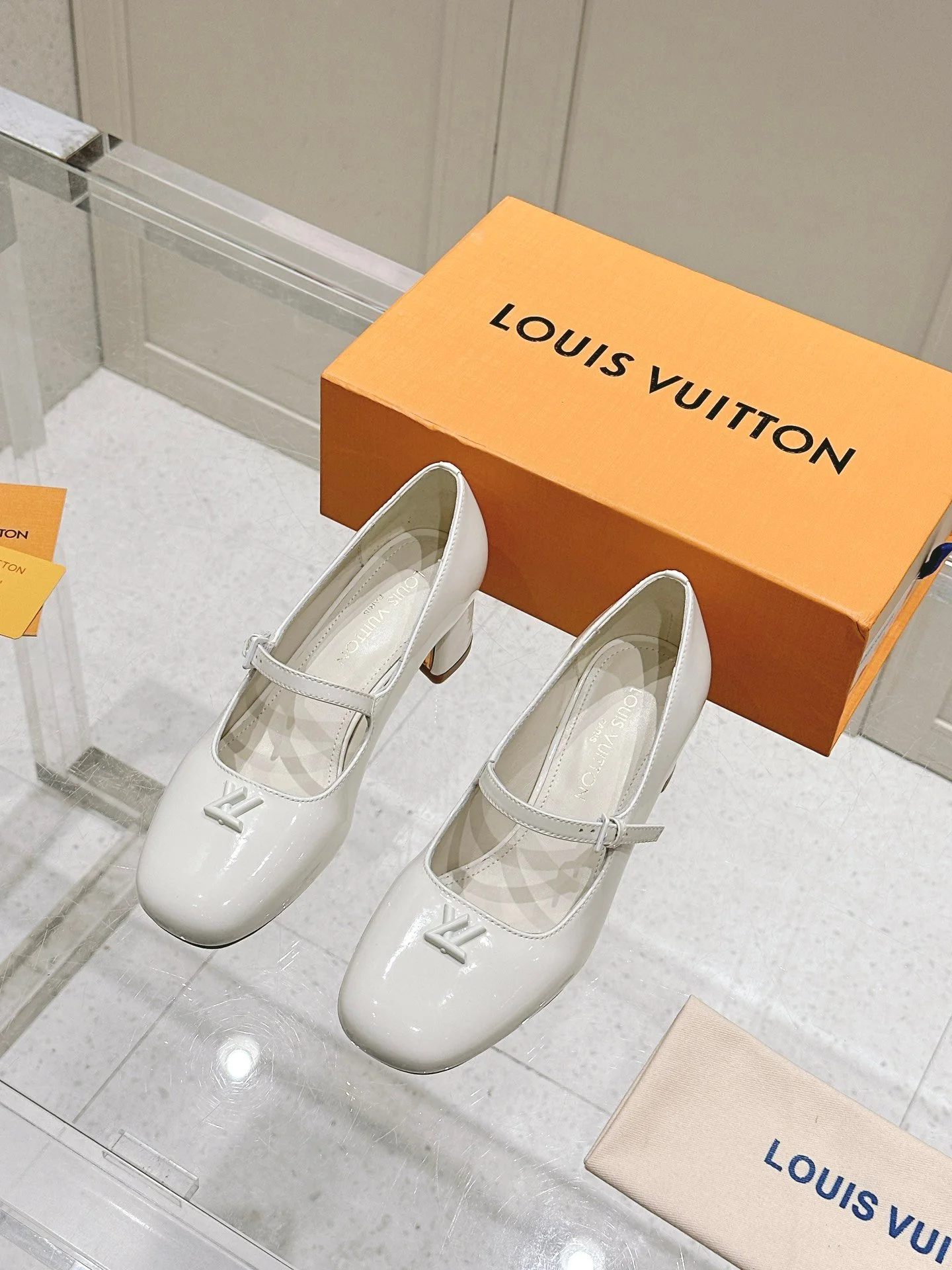 LV Women White Patent Leather Heels