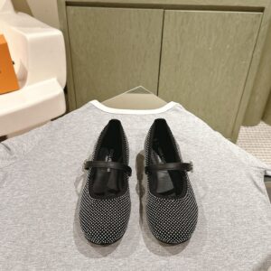 LV Women Black Polka Dot Fabric Mary Janes