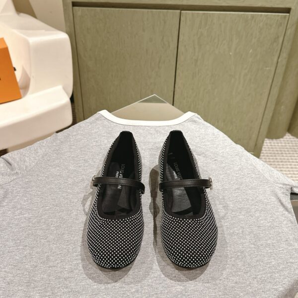 LV Women Black Polka Dot Fabric Mary Janes