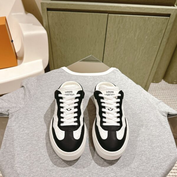 LV Women Black White Leather Sneakers