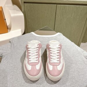 LV Women Pink White Leather Sneakers