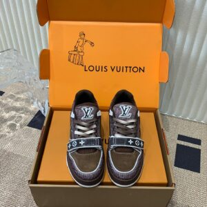 LV Women Brown Suede Leather Sneakers