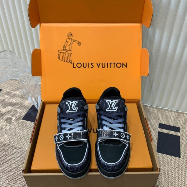 LV Women Black Fabric Sneakers