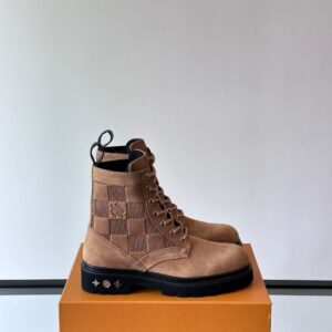 LV Men Beige Nubuck Leather Boots
