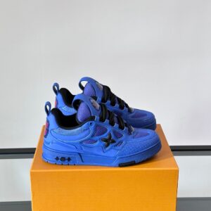 LV Men Blue Mesh And Leather Sneakers