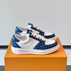 LV Men White And Blue Leather Sneakers