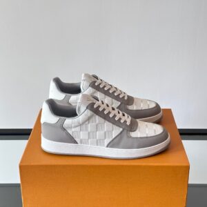 LV Men White And Gray Leather Sneakers