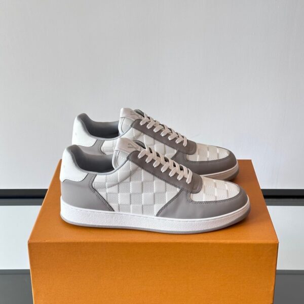 LV Men White And Gray Leather Sneakers