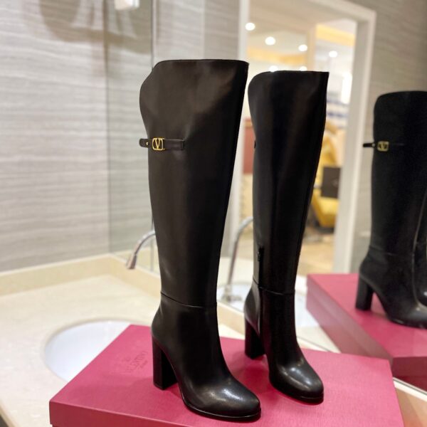 Valentino Women Black Leather High Heel Boots