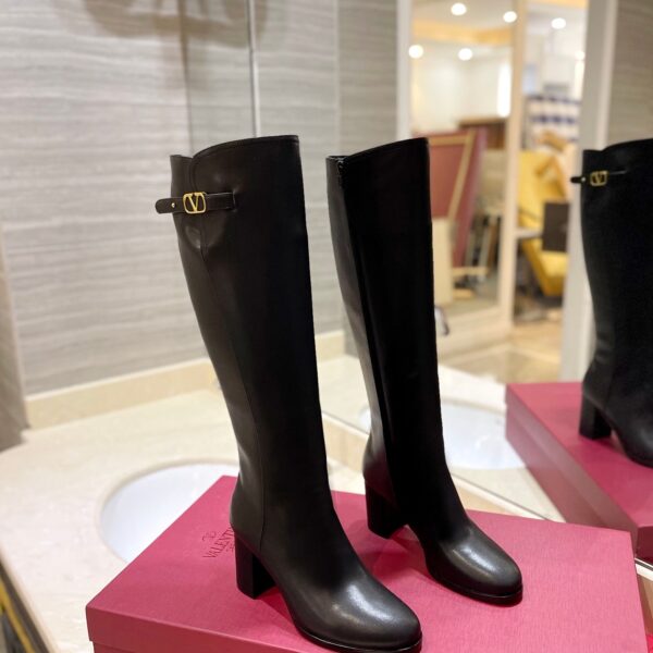 Valentino Women Black Leather Knee High Boots