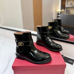 Valentino Women Black Patent Leather Ankle Boots