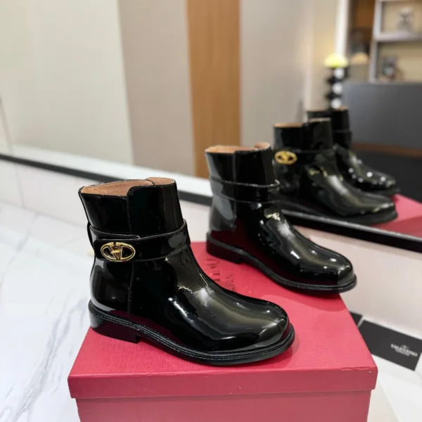 Valentino Women Black Patent Leather Ankle Boots