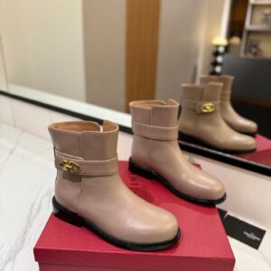 Valentino Women Beige Leather Ankle Boots