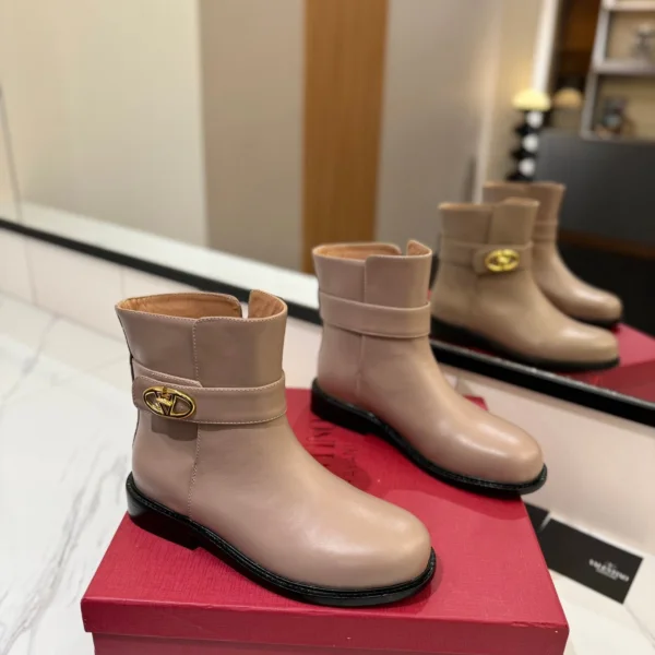Valentino Women Beige Leather Ankle Boots