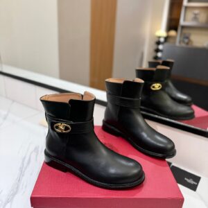 Valentino Women Black Leather Ankle Boots